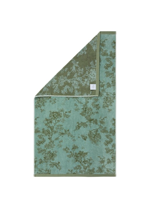 Yves Delorme Muses badhanddoek - 470 gr/m2 - 55 x 100 cm - achterkant 2 groen