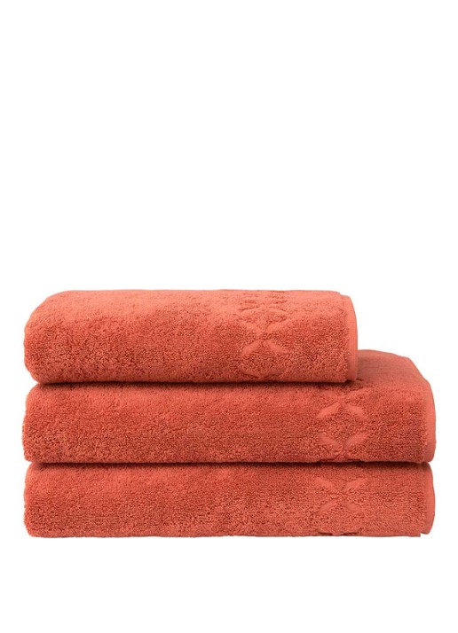 Yves Delorme Nature Amande badlaken - 550 gr/m2 - 90 x 160 cm  - voorkant 2 oranjerood