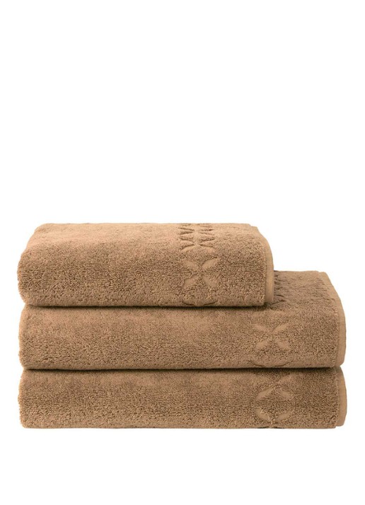 Yves Delorme Nature Amande gastendoek - 550 gr/m2 - voorkant 5 camel