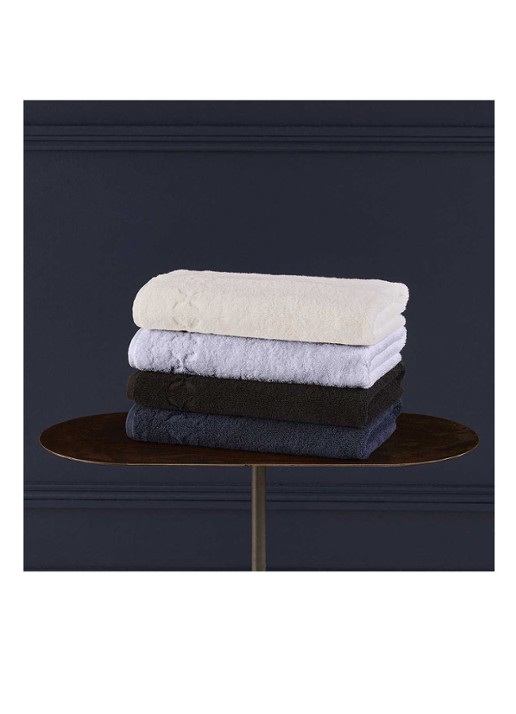 Yves Delorme Nature Amande gastendoek - 550 gr/m2 - detail 3 staalblauw