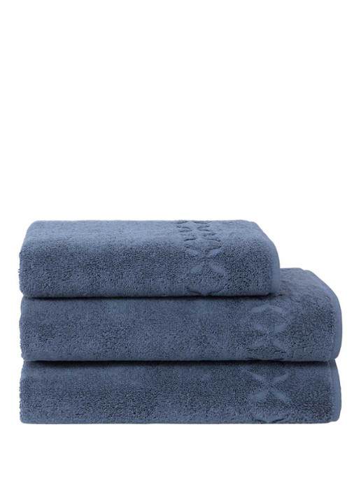 Yves Delorme Nature Amande washand - 550 gr/m2 - 33 x 33 cm - voorkant 3 staalblauw