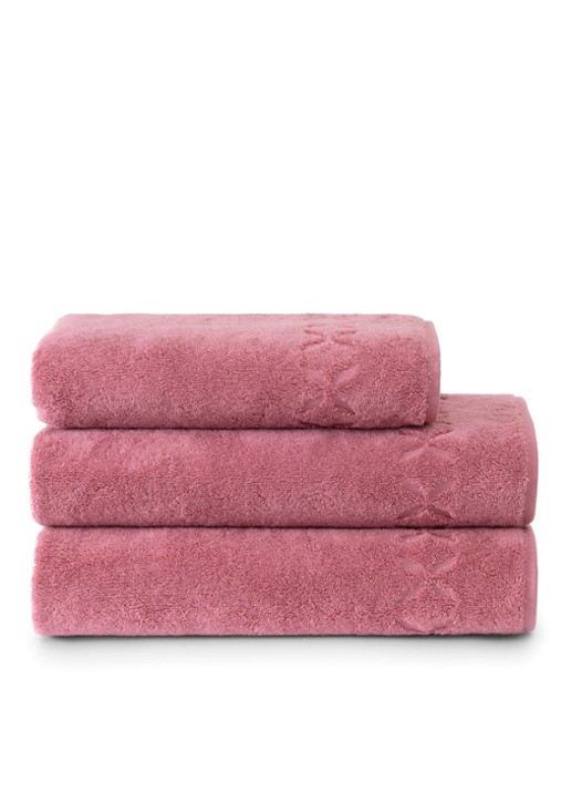 Yves Delorme Nature Amande washand - 550 gr/m2 - 33 x 33 cm - achterkant roze