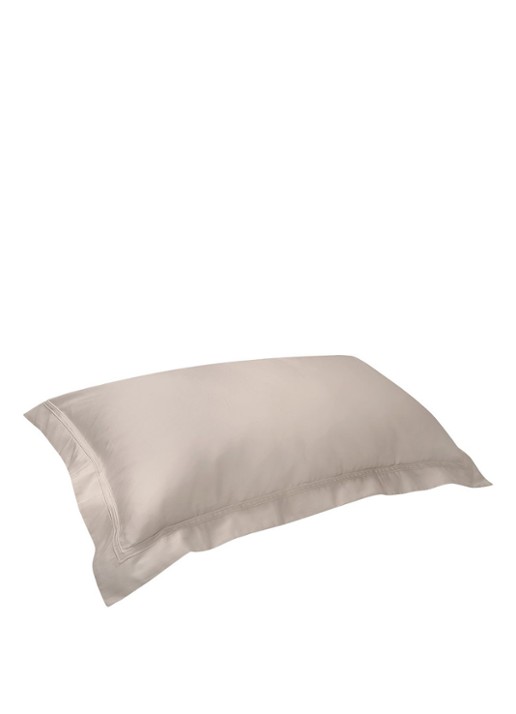 Yves Delorme Triomphe kussensloop van katoensatijn 120TC - voorkant taupe