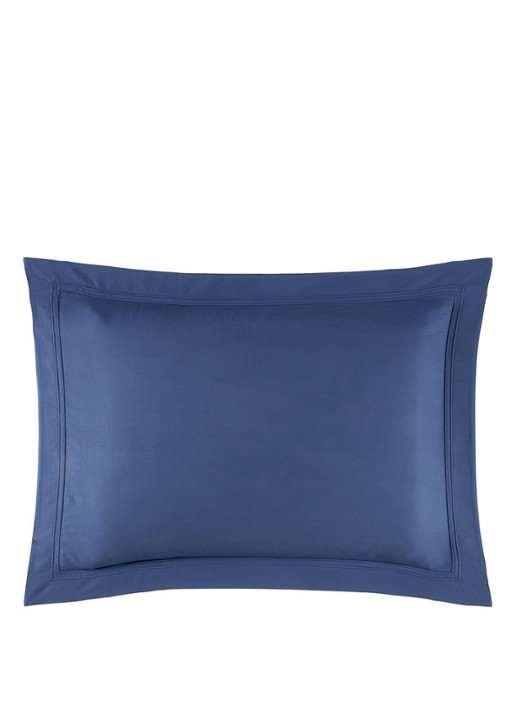 Yves Delorme Triomphe kussensloop van katoensatijn 120TC - voorkant 5 donkerblauw