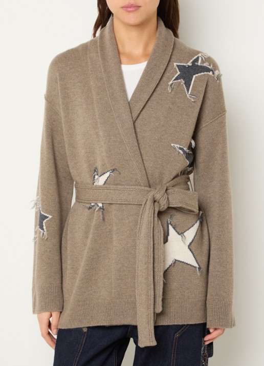 Zadig&Voltaire Alpa fijngebreid vest in kasjmierblend met strikceintuur