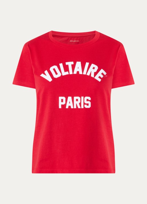 Zadig&Voltaire Alys T-shirt met logoborduring - voorkant 3 rood