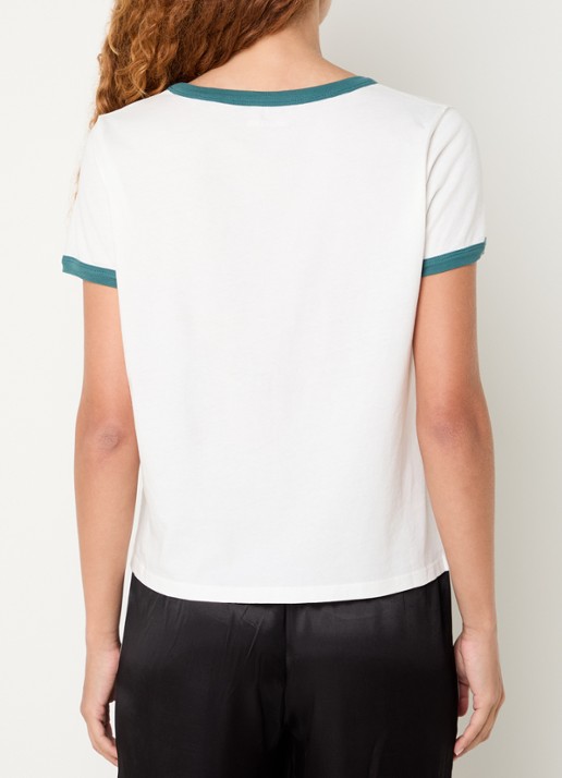 Zadig&Voltaire Alys T-shirt met logoborduring - achterkant 2 gebroken wit