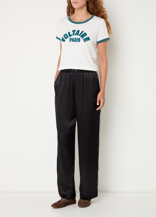 Zadig&Voltaire Alys T-shirt met logoborduring - voorkant 4 gebroken wit