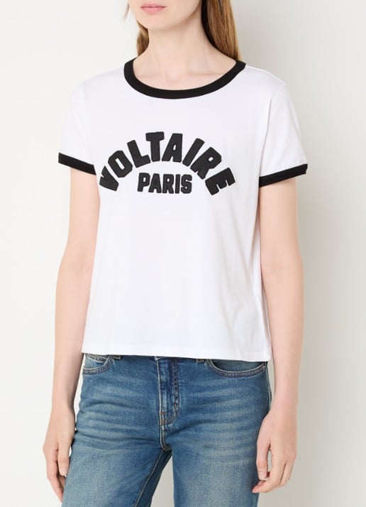 Zadig&Voltaire Alys T-shirt met logoborduring - detail 3 wit