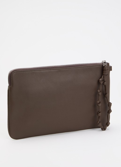 Zadig&Voltaire Angel clutch van leer met logo - achterkant 3 bruin