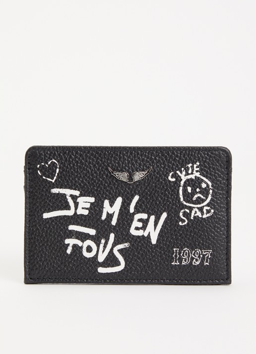 Zadig&Voltaire Arty Tag pasjeshouder van leer - voorkant zwart