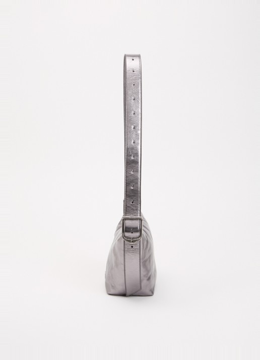 Zadig&Voltaire Baby Jane Vintage schoudertas van leer met metallic finish - detail 4 antraciet