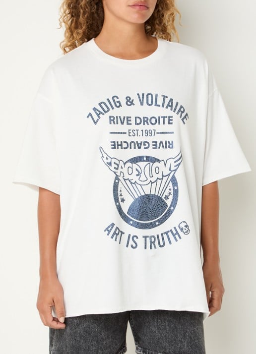 Zadig&Voltaire Berry T-shirt met strass - detail 2 wit