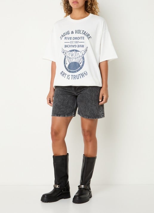 Zadig&Voltaire Berry T-shirt met strass - voorkant 4 wit