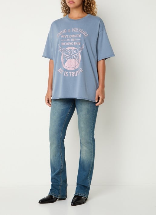 Zadig&Voltaire Berry T-shirt met strass - voorkant 4 staalblauw