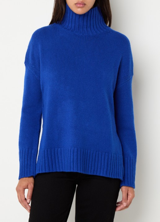 Zadig&Voltaire Bleeza fijngebreide trui in kasjmierblend met col - detail kobaltblauw