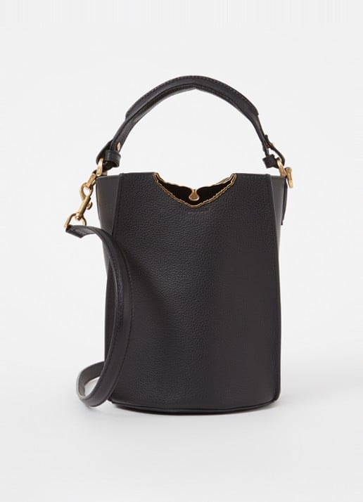 Zadig&Voltaire Borderline buckettas van leer met afneembare schouderriem  - voorkant 4 zwart