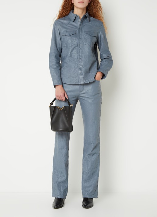 Zadig&Voltaire Borderline buckettas van leer met afneembare schouderriem  - voorkant 5 zwart