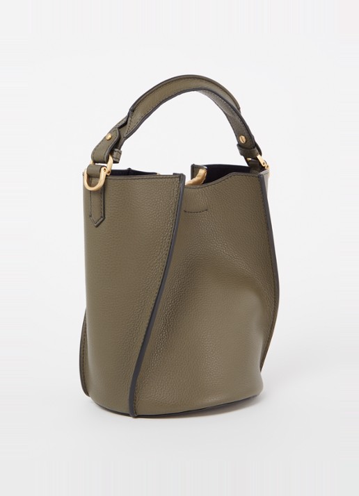 Zadig&Voltaire Borderline buckettas van leer met afneembare schouderriem  - achterkant legergroen