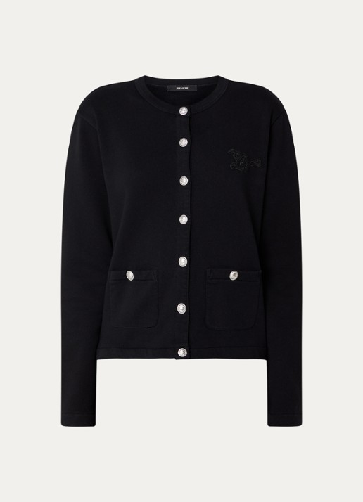 Zadig&Voltaire Cama vest met logo - voorkant 2 zwart