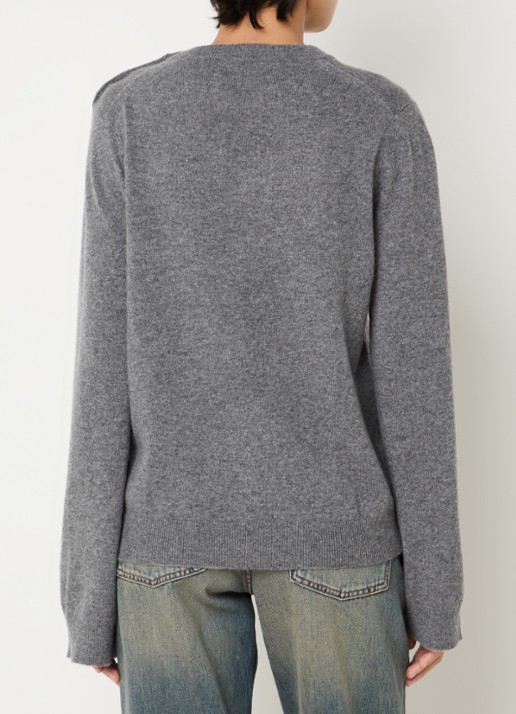 Zadig&Voltaire Cara fijngebreide trui van kasjmier met knoopdetail - achterkant 4 middengrijs