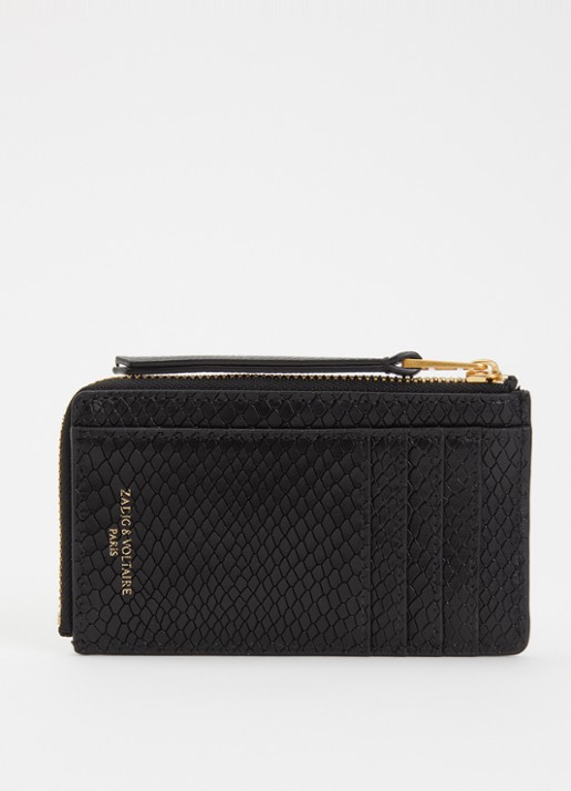 Zadig&Voltaire Card Soft Pasjeshouder van leer met slangenstructuur - achterkant zwart