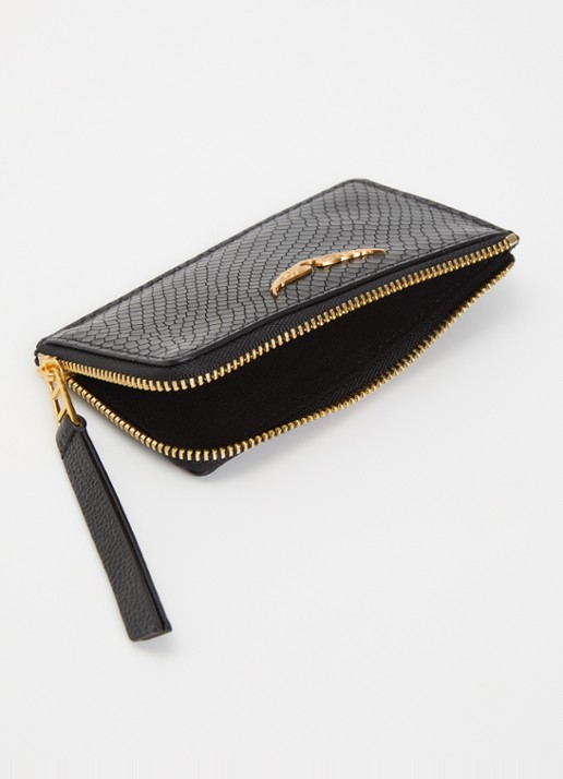 Zadig&Voltaire Card Soft Pasjeshouder van leer met slangenstructuur - voorkant 3 zwart