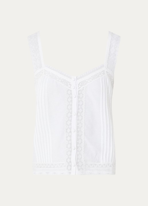 Zadig&Voltaire Celite crop top met details van kant - voorkant 3 gebroken wit
