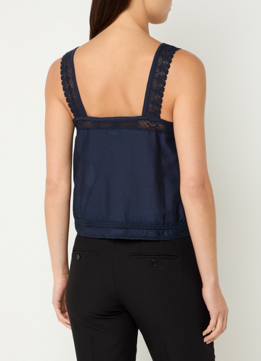 Zadig&Voltaire Celite crop top met details van kant - achterkant donkerblauw