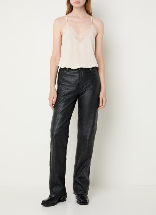 Zadig&Voltaire Christy top van zijde met details van kant - voorkant 3 gebroken wit