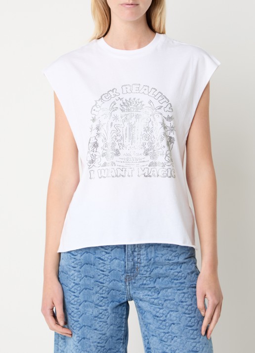 Zadig&Voltaire Cloe Cascade T-shirt met print en strass