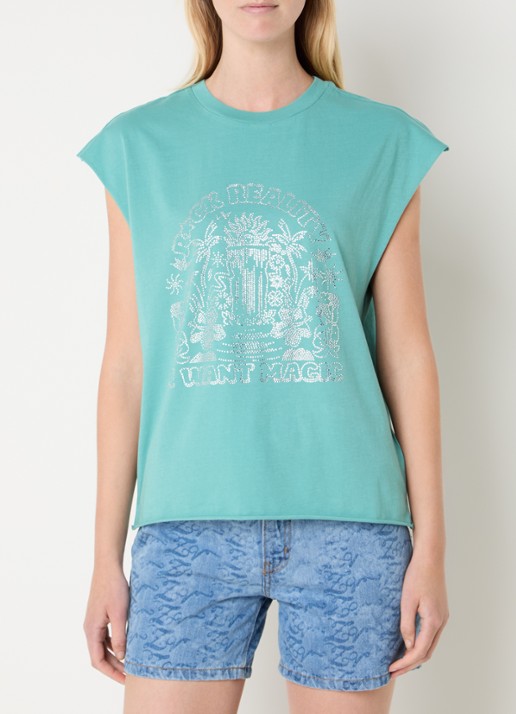 Zadig&Voltaire Cloe Cascade T-shirt met print en strass