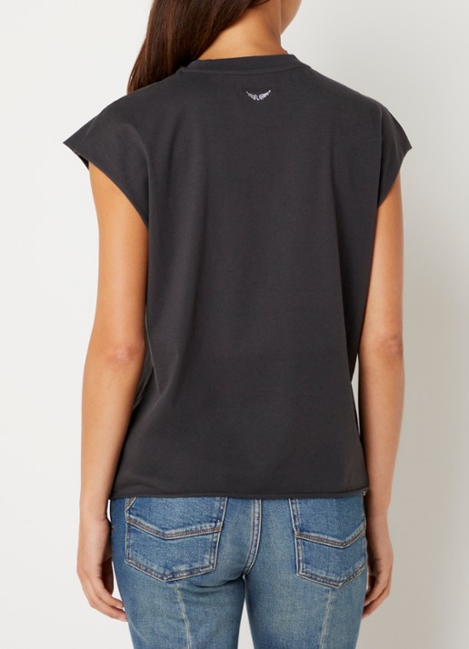 Zadig&Voltaire Cloe mouwloos T-shirt met print en strass - achterkant 4 donkergrijs
