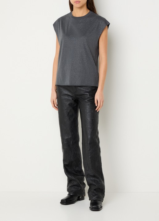 Zadig&Voltaire Cloe mouwloze top met strass - voorkant 4 middengrijs