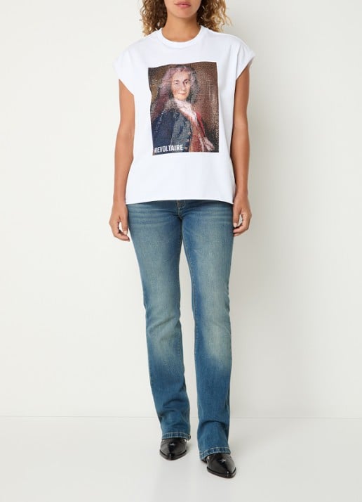 Zadig&Voltaire Cloex T-shirt met strass - voorkant 4 wit