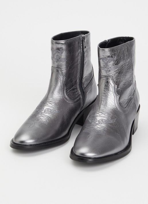 Zadig&Voltaire Cowboylaars van leer met metallic finish - detail 2 zilver