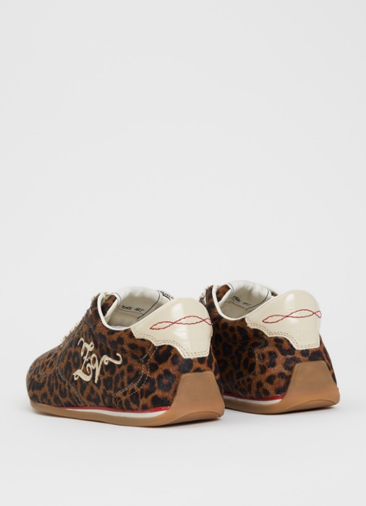 Zadig&Voltaire Dance Leo Pony sneaker van leer met panterprint - achterkant 4 camel