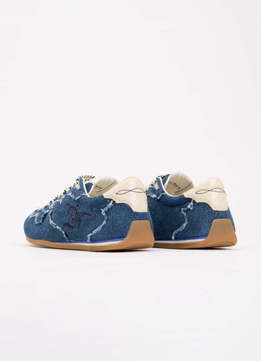 Zadig&Voltaire Dance sneaker van denim met details van leer - achterkant 2 blauw