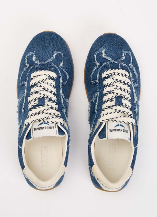 Zadig&Voltaire Dance sneaker van denim met details van leer - detail 4 blauw