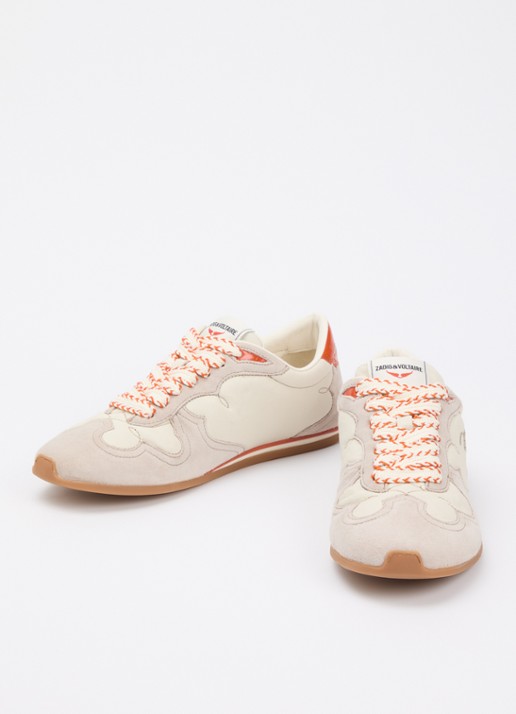 Zadig&Voltaire Dance Vintage sneaker van leer met details van suède - detail 3 creme