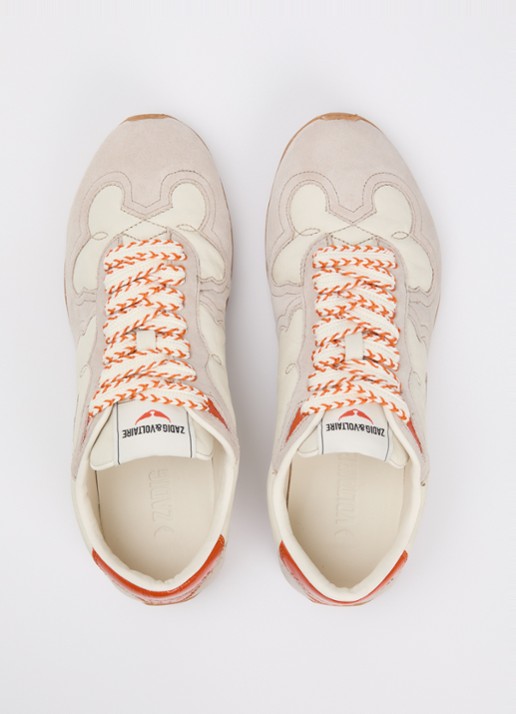 Zadig&Voltaire Dance Vintage sneaker van leer met details van suède - detail 4 creme
