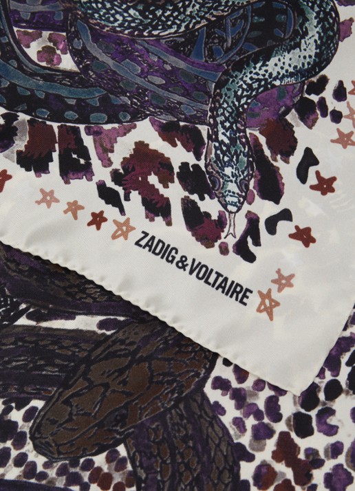 Zadig&Voltaire Debbie 85 Snake sjaal in zijdeblend 85 x 85 cm - detail 2 gebroken wit