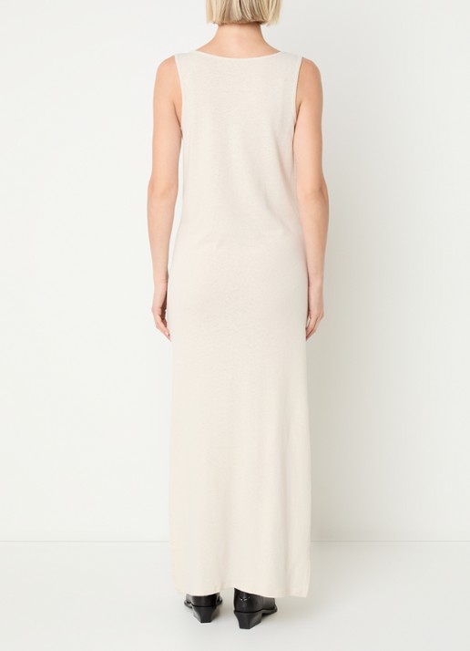 Zadig&Voltaire Deva maxi jurk  in linnenblend met zijsplitten - achterkant beige