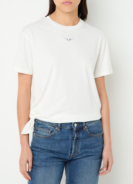 Zadig&Voltaire Edda T-shirt met logo en strass - detail wit