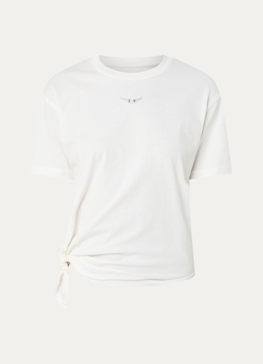 Zadig&Voltaire Edda T-shirt met logo en strass - voorkant 2 wit