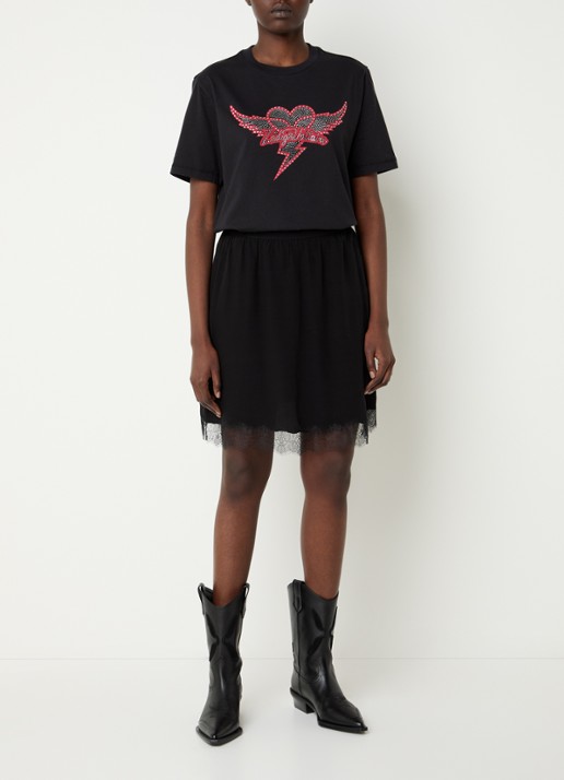 Zadig&Voltaire Edwin HC T-shirt met strass - voorkant 3 zwart