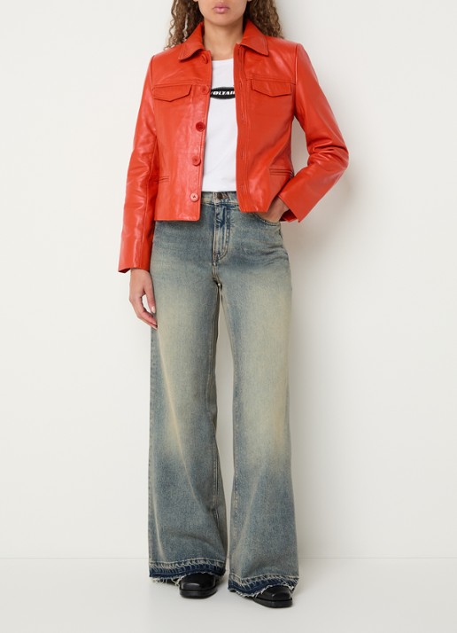 Zadig&Voltaire Eli high waist wide fit jeans met verwassen afwerking - voorkant 3 indigo