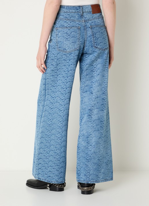 Zadig&Voltaire Eli high waist wide leg jeans met print en steekzakken  - achterkant indigo