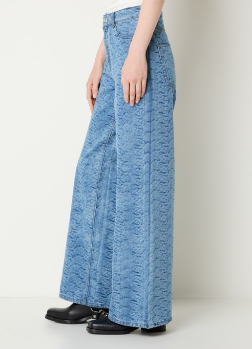Zadig&Voltaire Eli high waist wide leg jeans met print en steekzakken  - detail 5 indigo