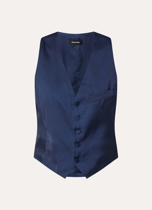 Zadig&Voltaire Emaux gilet van satijn - voorkant 2 royalblauw